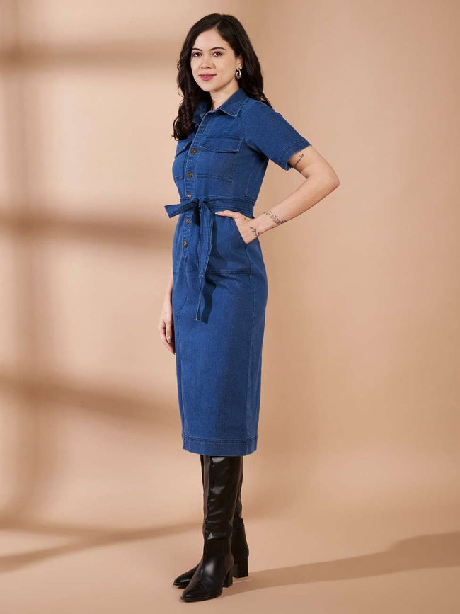 SOFY DENIM MIDI DRESS Main Image