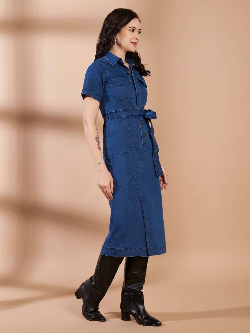 SOFY DENIM MIDI DRESS