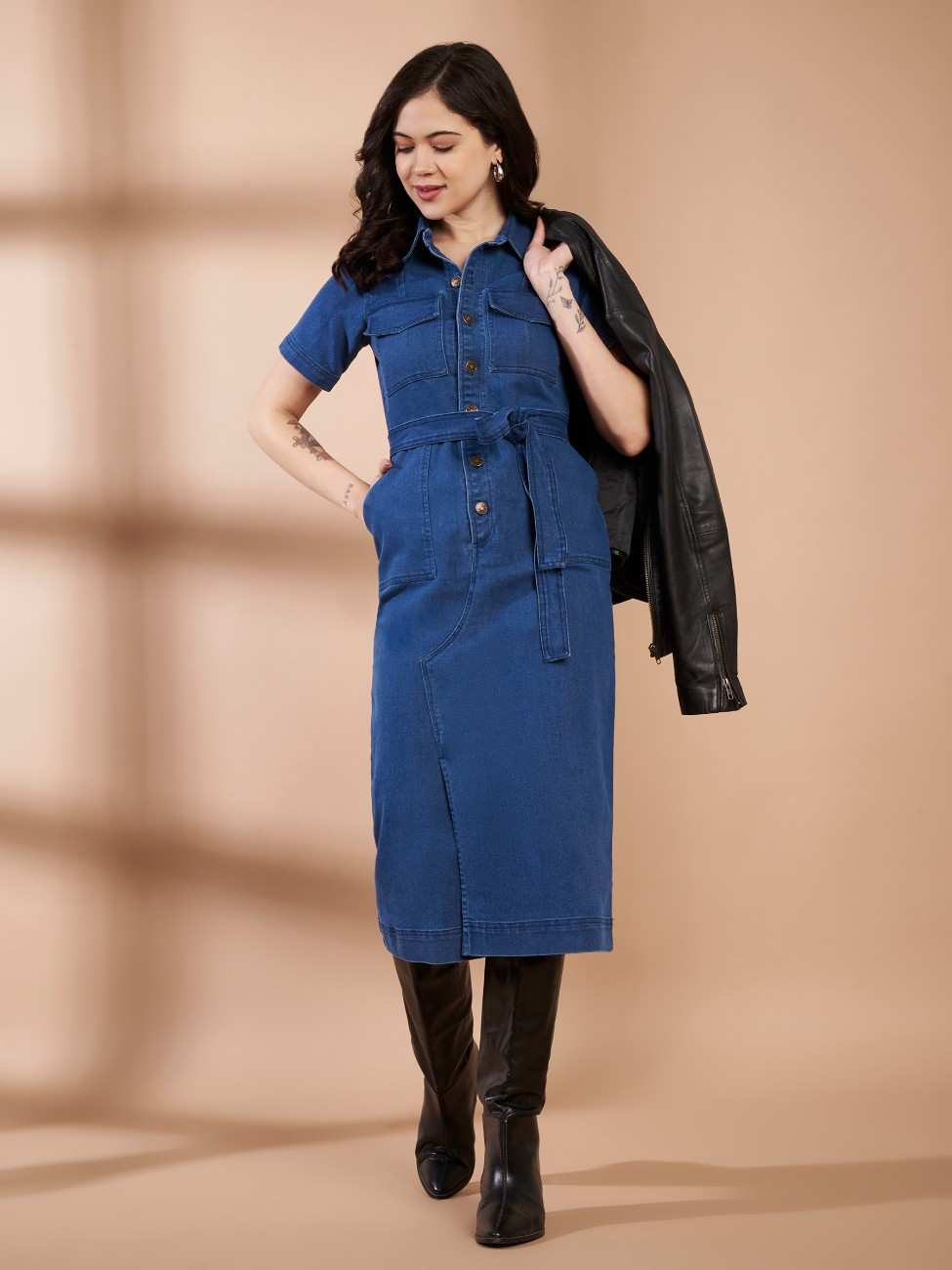 SOFY DENIM MIDI DRESS