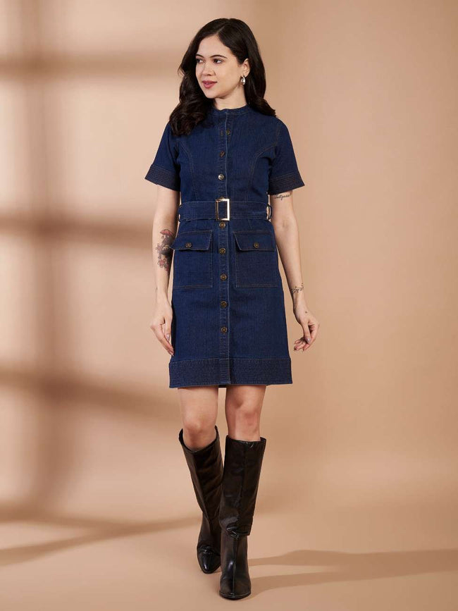 LAMA DENIM MINI DRESS Hover Image