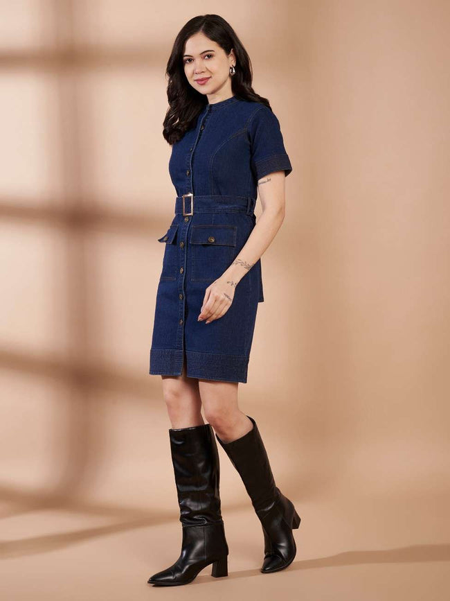 LAMA DENIM MINI DRESS Main Image