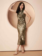 ZONA SHIMMER COWL DRESS